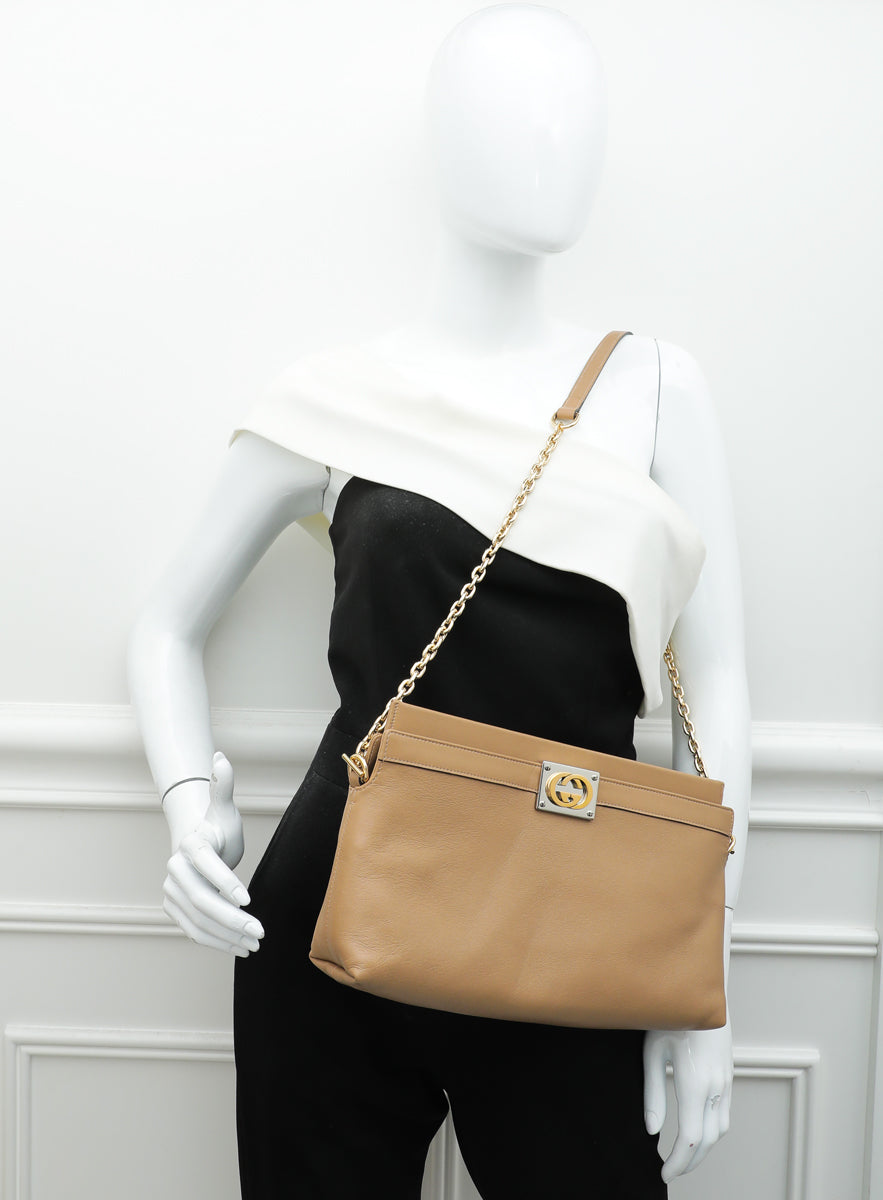 Gucci Beige Interlocking G Medium Shoulder Bag-Gucci-THE CLOSET
