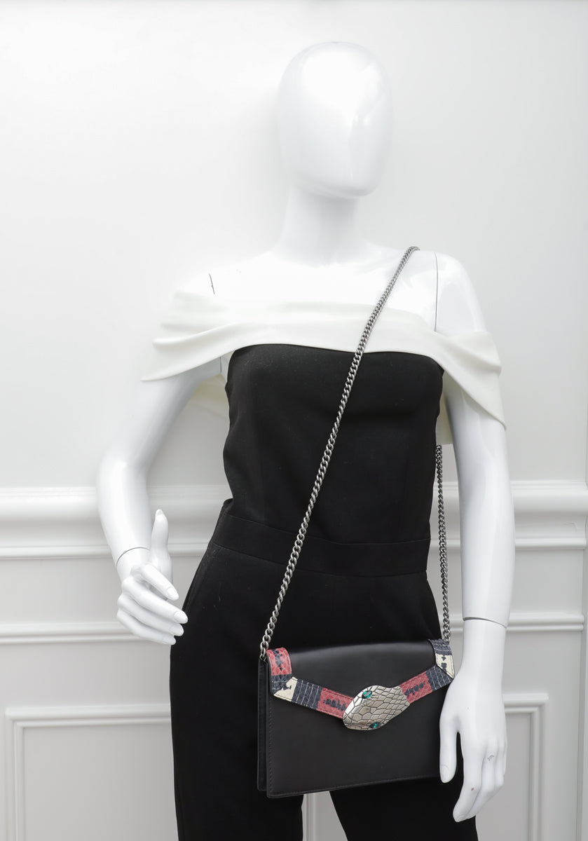 Gucci Black Lilith Snakeskin Chain Bag-Gucci-THE CLOSET
