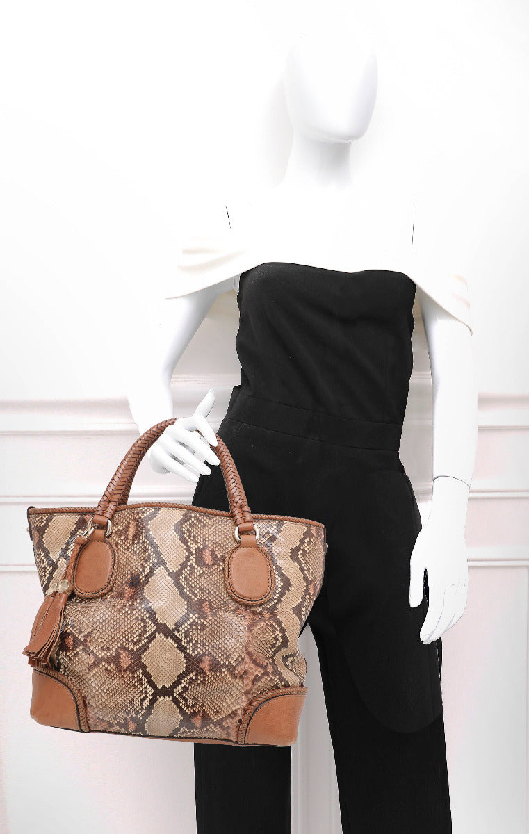 Gucci Brown Python Marrakech Tote Bag – THE CLOSET
