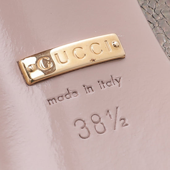 Gucci Metallic Iridescent Nizza Laser Platform Peep Toe Pump 38.5