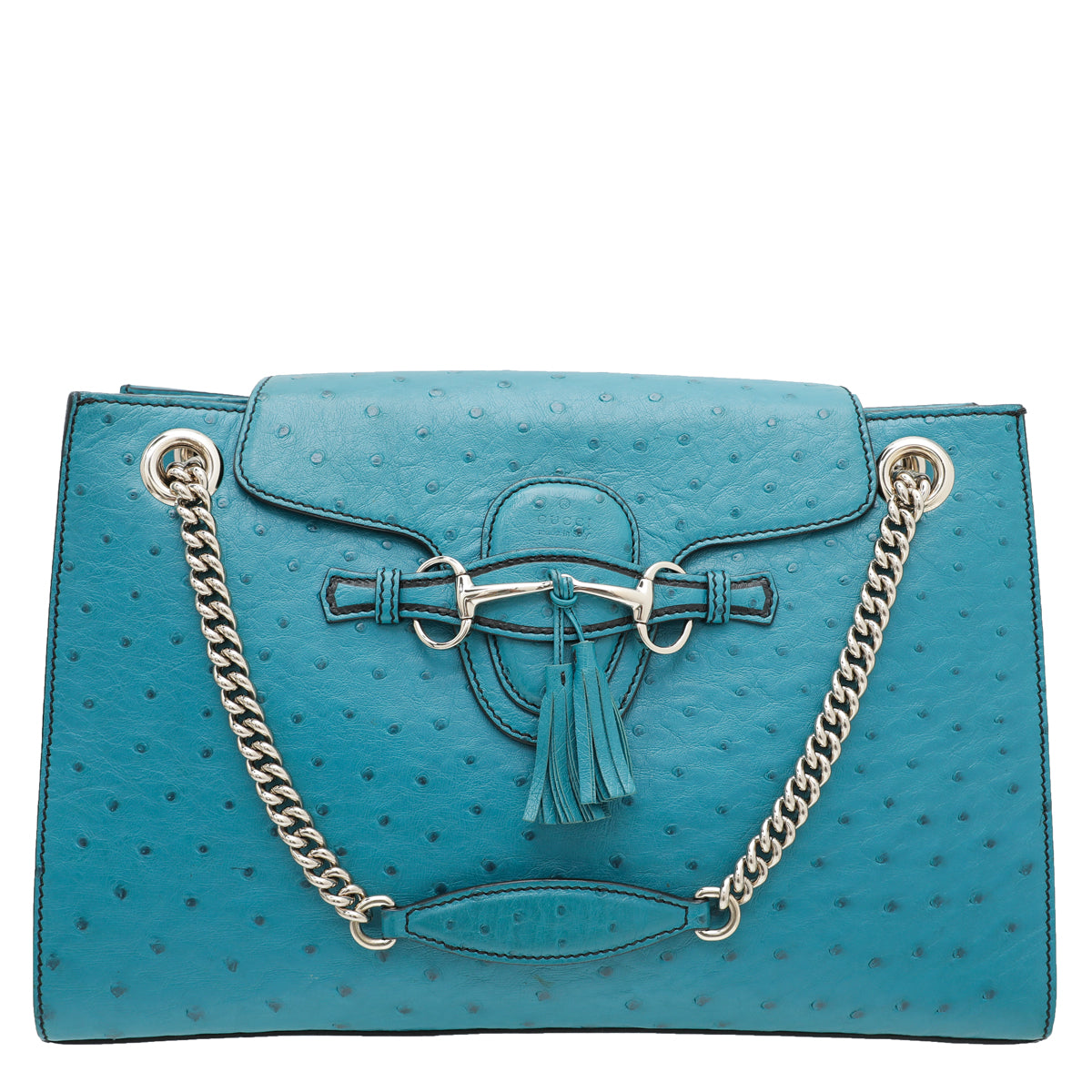 Gucci Turquoise Ostrich Emily GCC Exclusive 7-10 Bag-Gucci-THE CLOSET