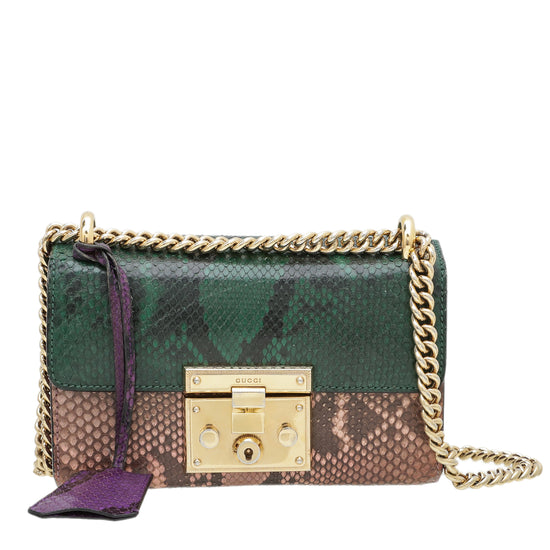Gucci Multicolor Padlock Python Small Bag