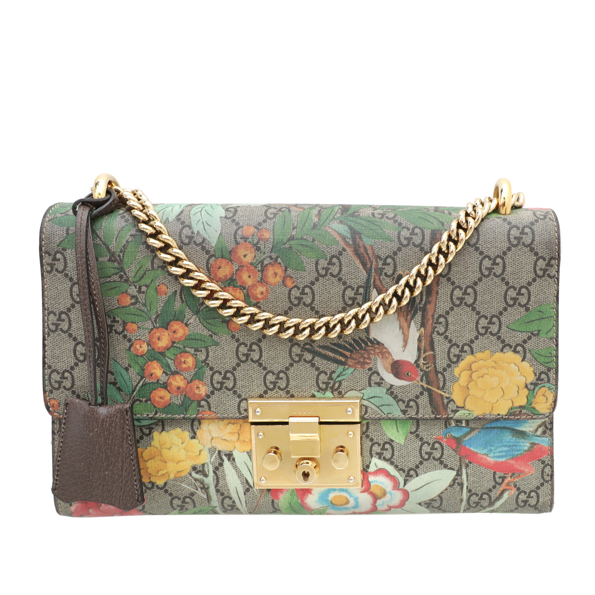 Gucci Ebony Multicolor Padlock Tian Print Medium Chain Bag-Gucci-THE CLOSET