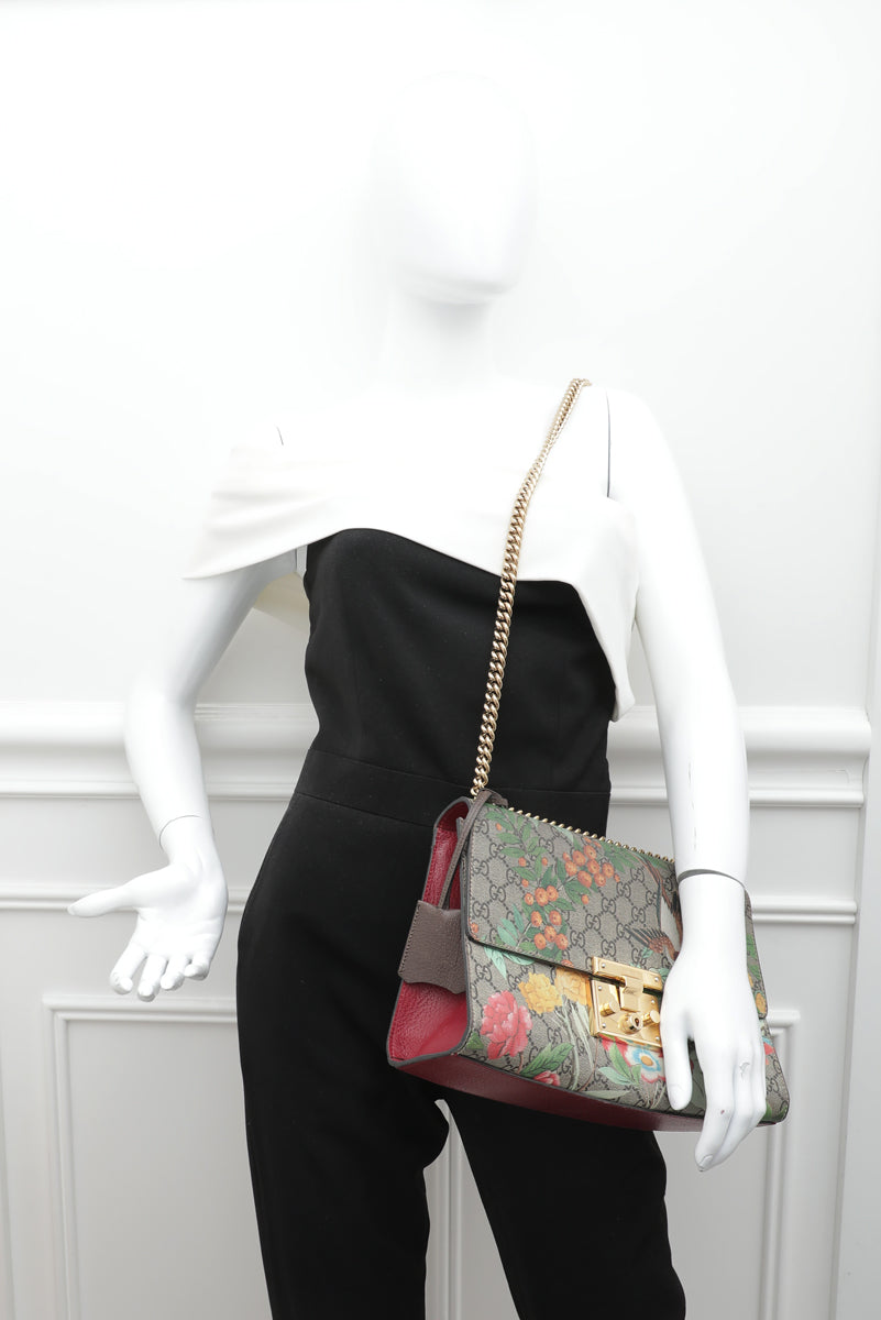 Gucci Ebony Multicolor Padlock Tian Print Medium Chain Bag-Gucci-THE CLOSET