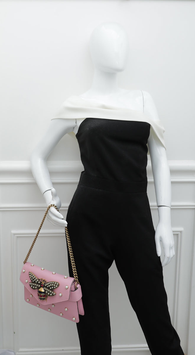 Gucci Pink Pearl Studded Queen Margaret Broadway Bag-Gucci-THE CLOSET