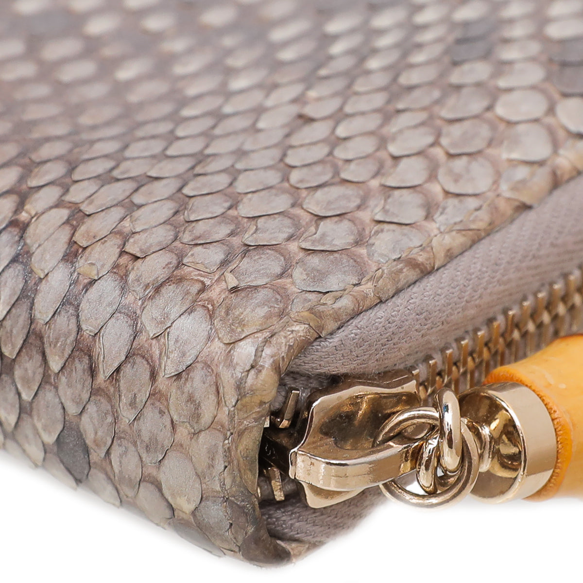 Gucci Metallic Gray Python Bamboo Tassel Zippy Wallet-Gucci-THE CLOSET