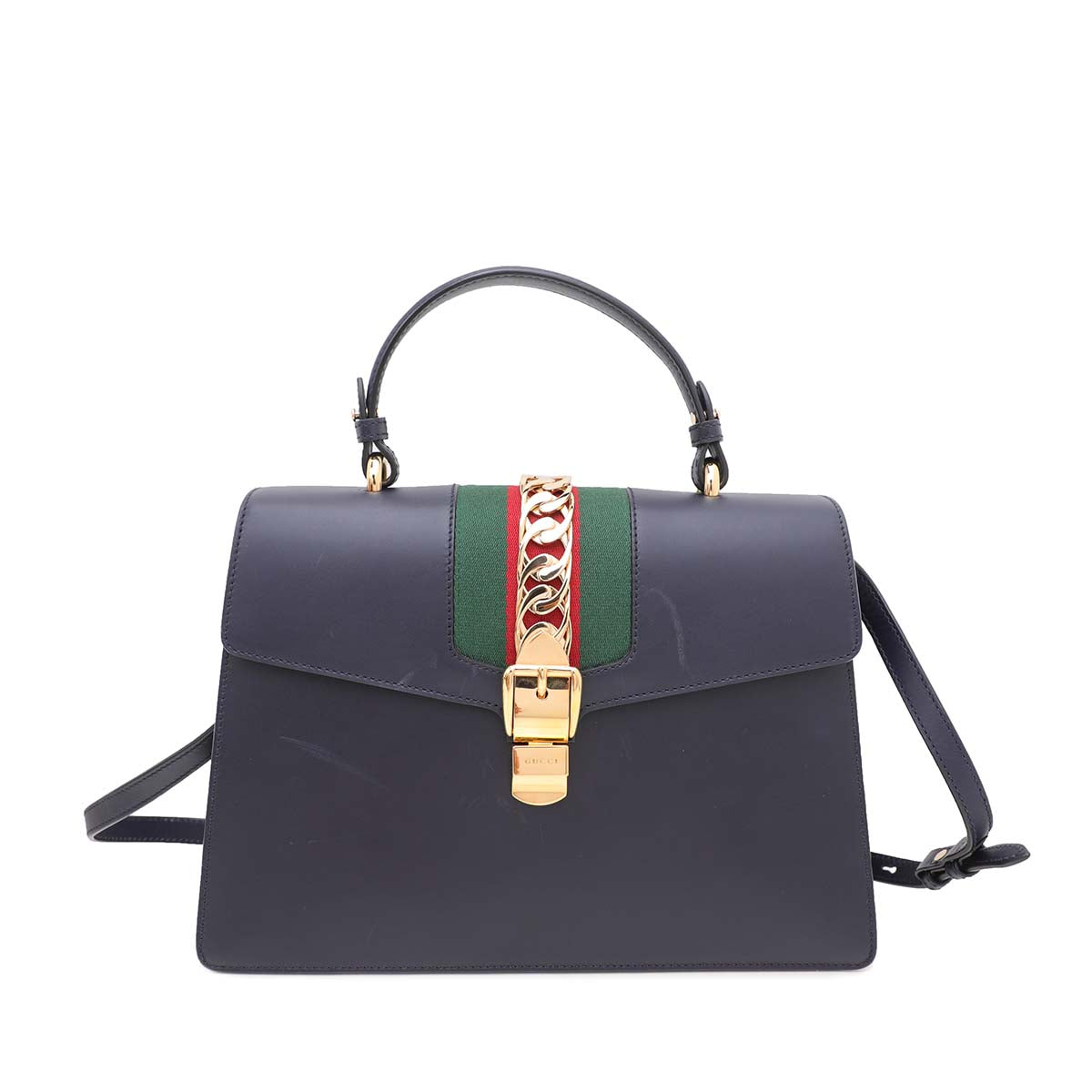 Gucci Navy Blue Sylvie Medium Bag-Gucci-THE CLOSET
