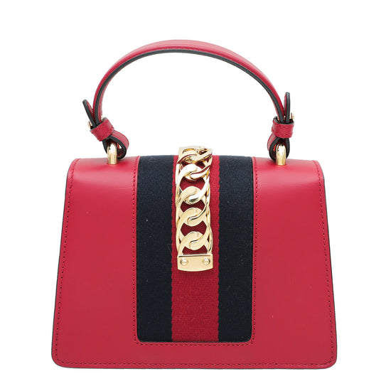 Gucci Red Sylvie Mini Top Handle Bag