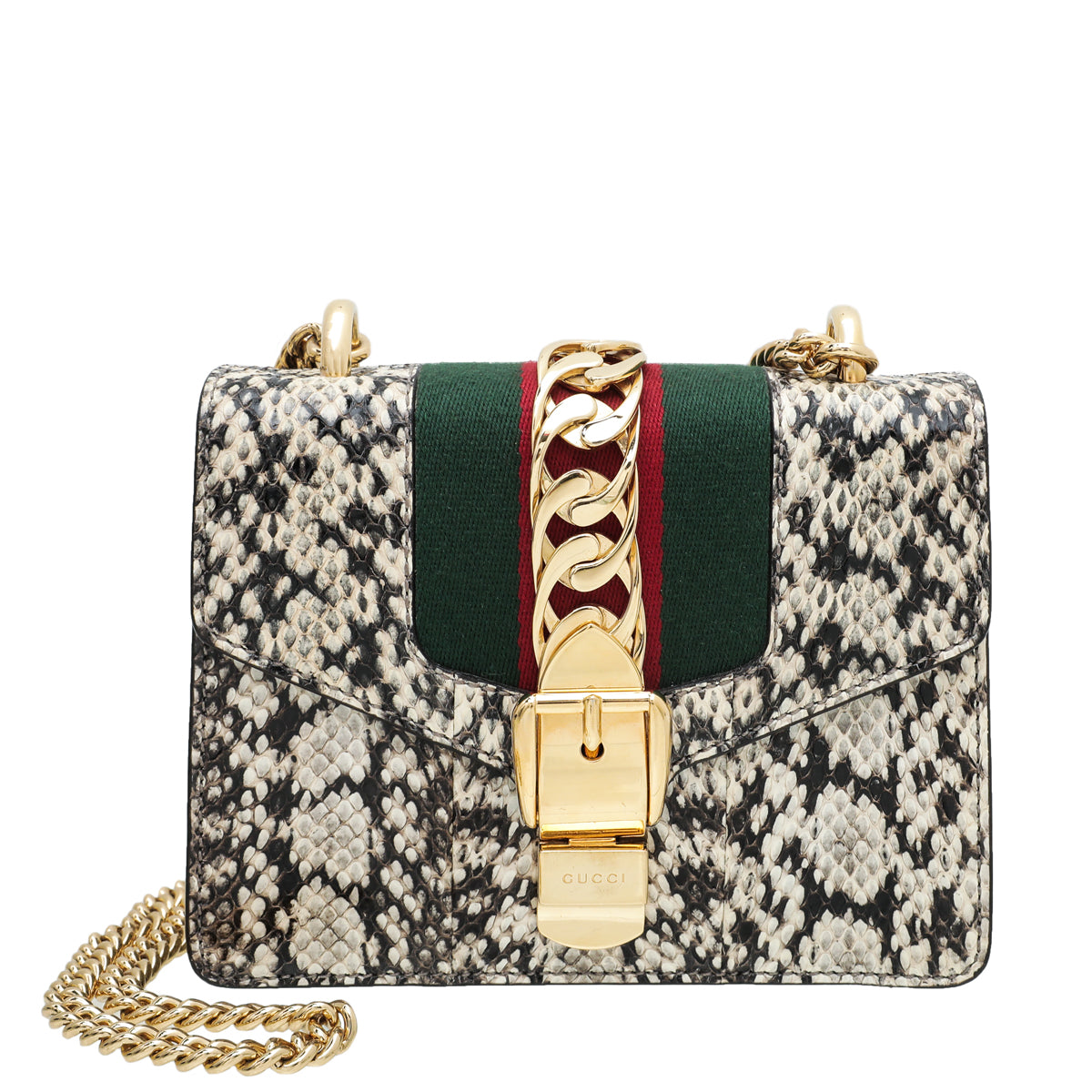Gucci Natural Snakeskin Sylvie Mini Chain Bag-Gucci-THE CLOSET