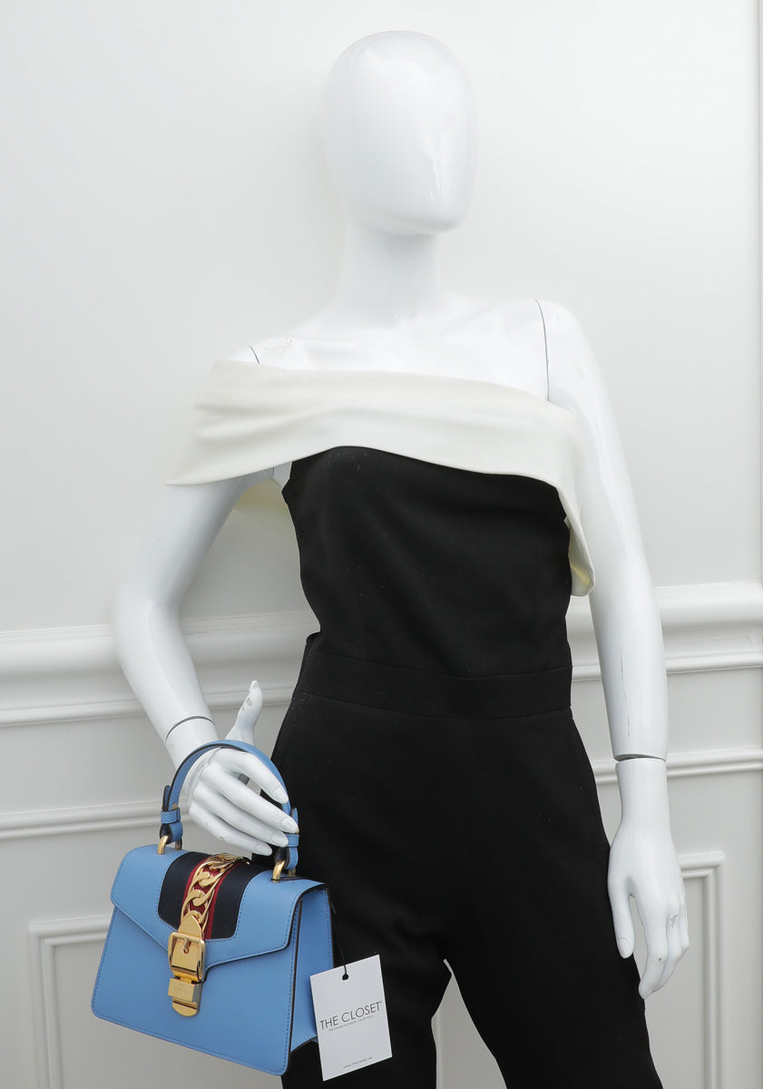 Gucci Blue Sylvie Top Handle Mini Bag