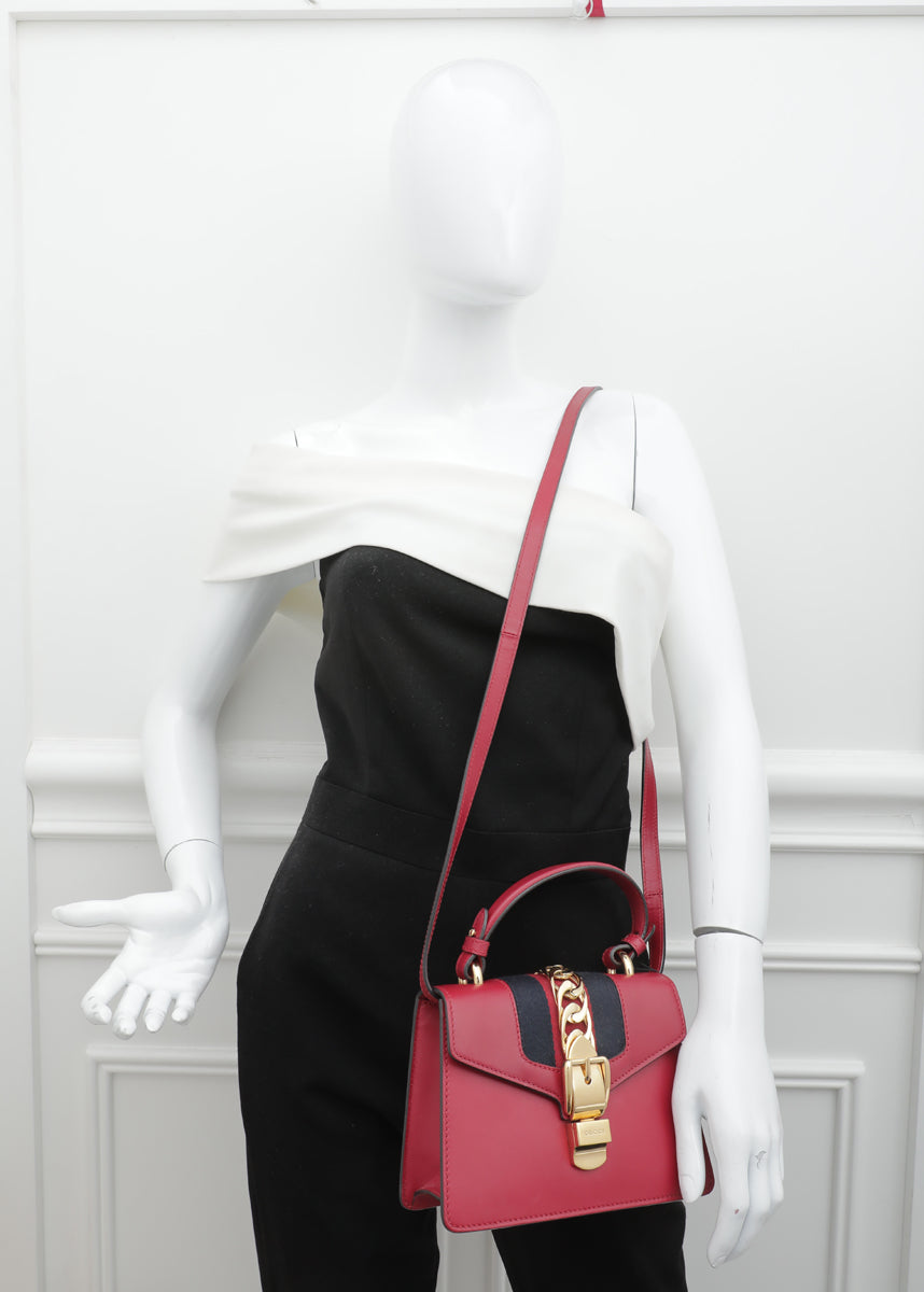 Gucci Red Sylvie Top Handle Mini Bag-Gucci-THE CLOSET