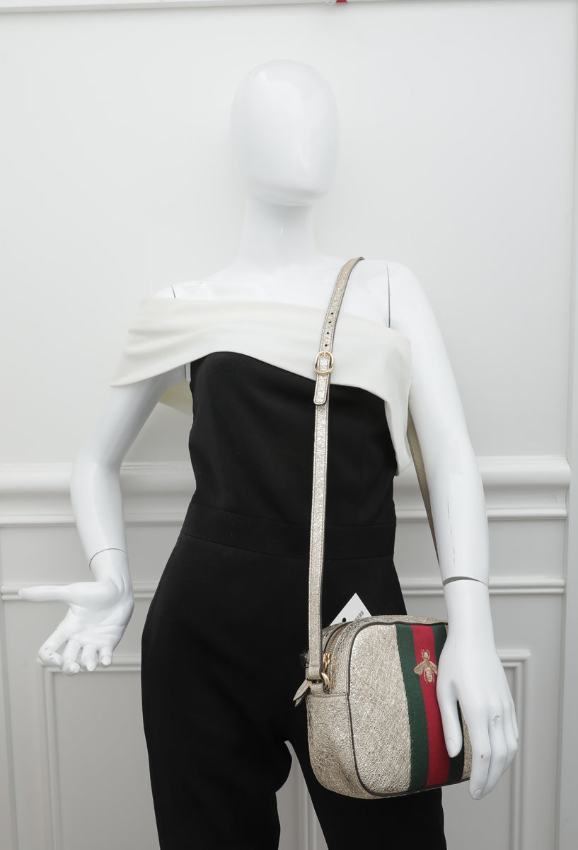 Gucci Metallic Gold Webby Bee Camera Bag-Gucci-THE CLOSET