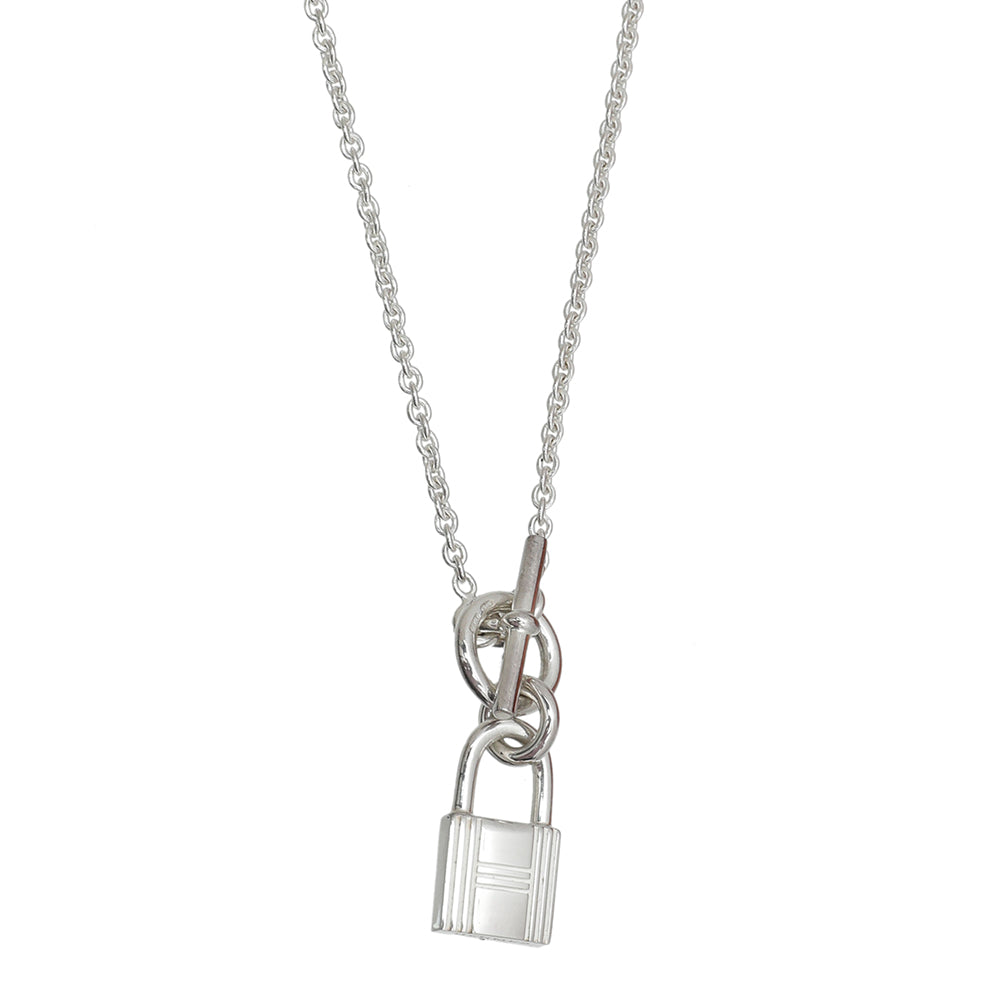 Hermes Silver Amulettes Cadenas Pendant Necklace