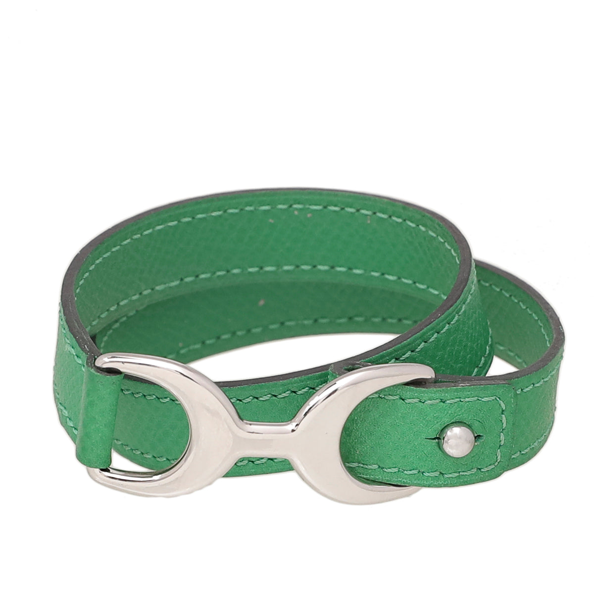 Hermes Bamboo Green Epsom Baby Pavane Double Coiled Bracelet-Hermes-THE CLOSET