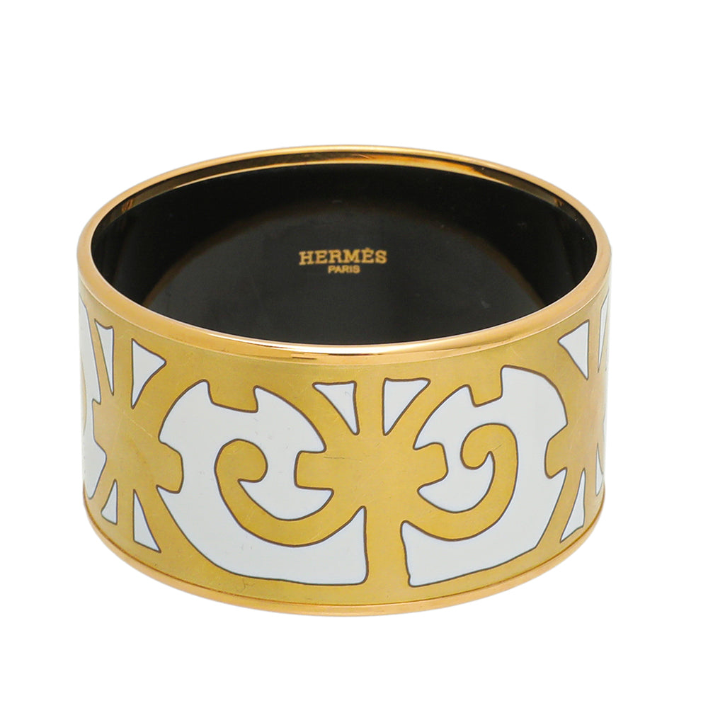 Hermes White Balcons Du Guadalquivir Cloisonne Extra Wide Bracelet-Hermes-THE CLOSET