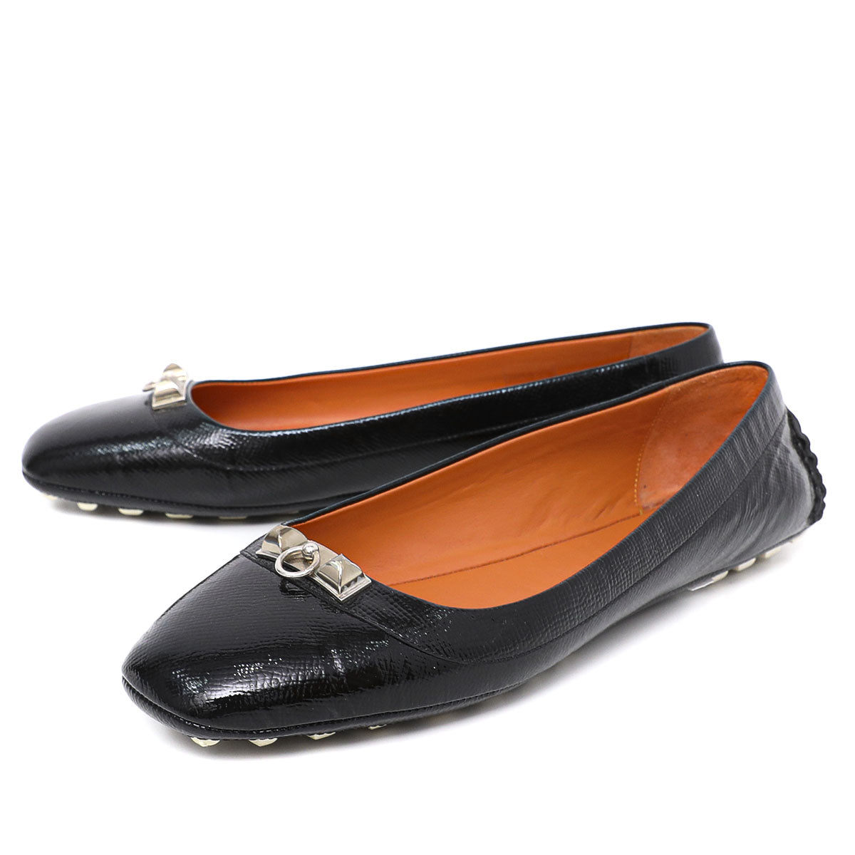 Hermes Noir Picots Liberty Ballerine Flats 39-Hermes-THE CLOSET