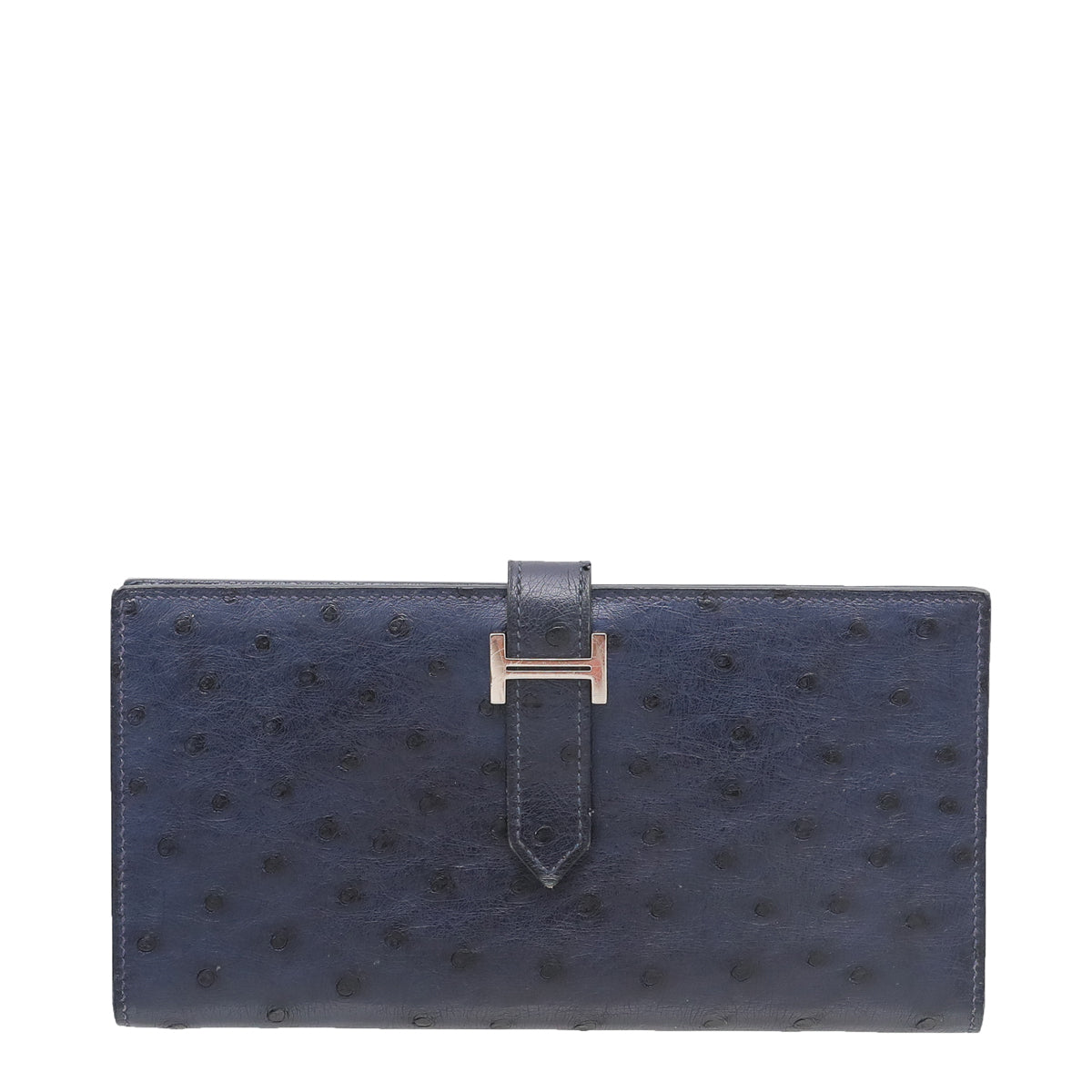 Hermes Bleu Saphir Ostrich Beam Wallet