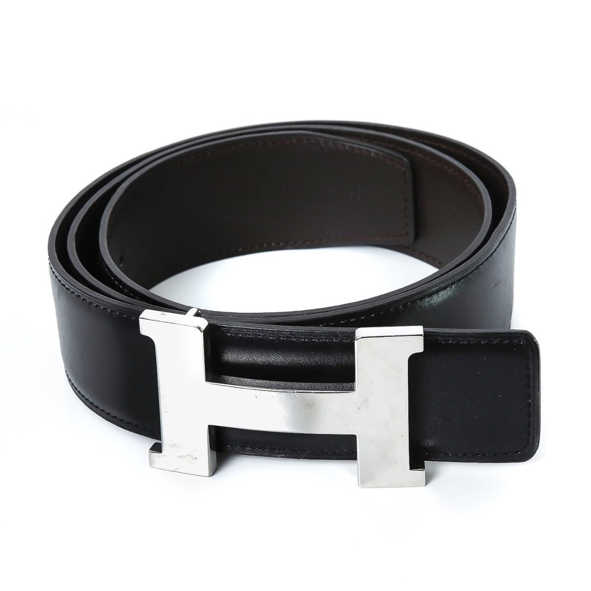Hermes Black-Brown Reversible Belt 95-Hermes-THE CLOSET