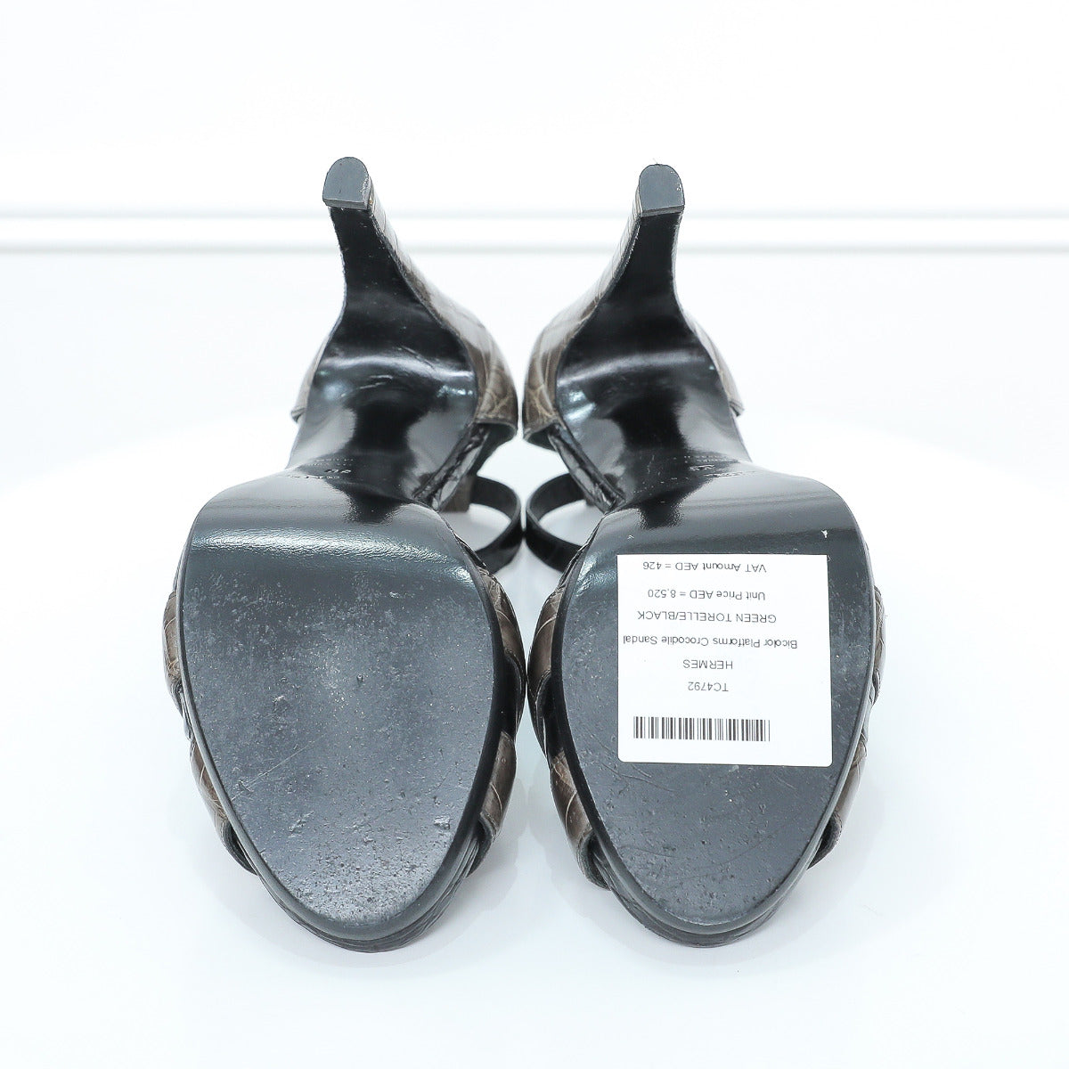 Hermes Crocodile Initiale Platform Sandal 38-Hermes-THE CLOSET