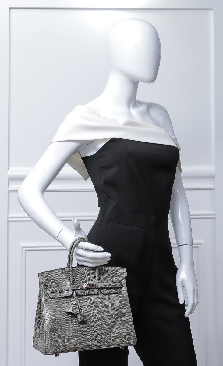 Hermes Gris Fonce Lizard Birikin 25 – THE CLOSET