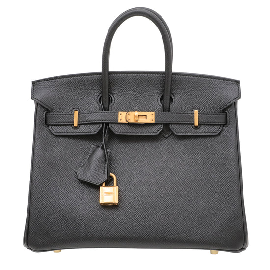 Hermes Noir Epsom Birkin 25 Bag