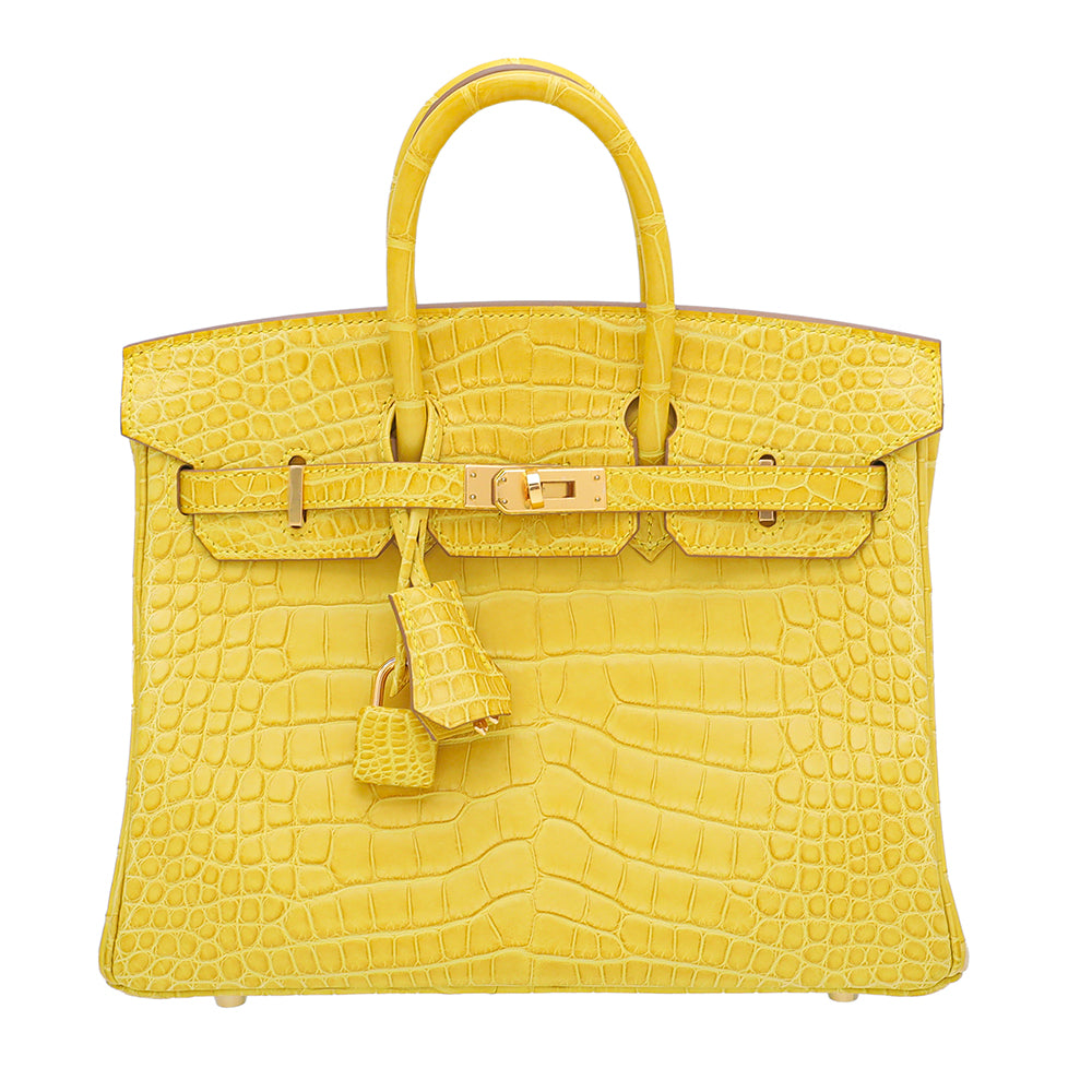 Hermes Mimosa Matte Alligator Birkin 25 Bag-Hermes-THE CLOSET