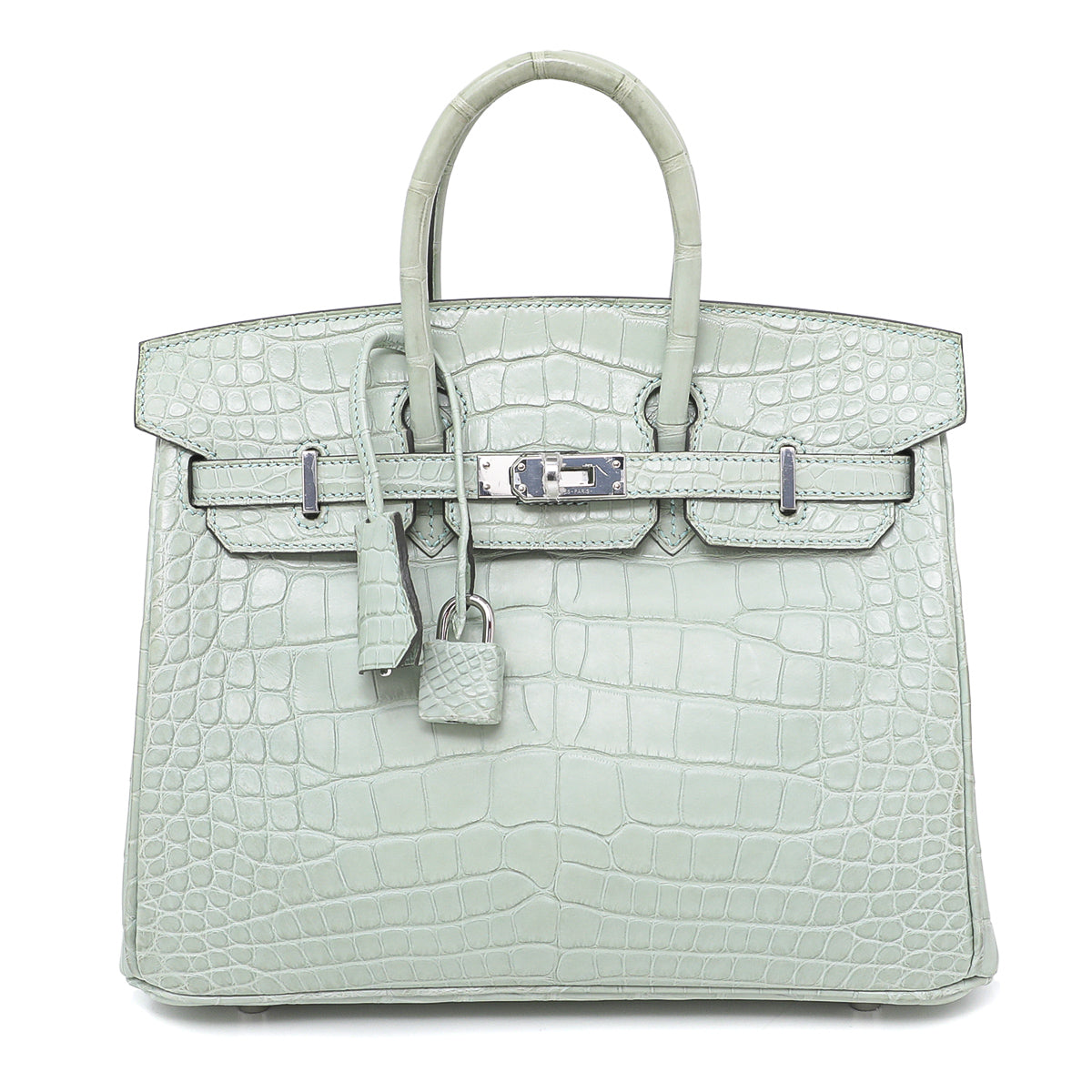 Hermes Vert D'eau Matte Mississippiensis Birkin 25-Hermes-THE CLOSET