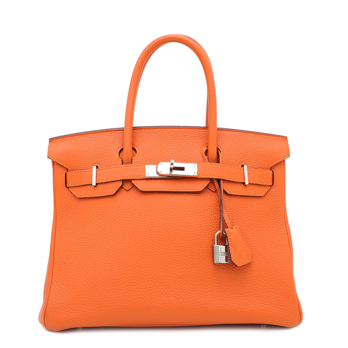 Hermes Orange Clemence Birkin 30 Bag