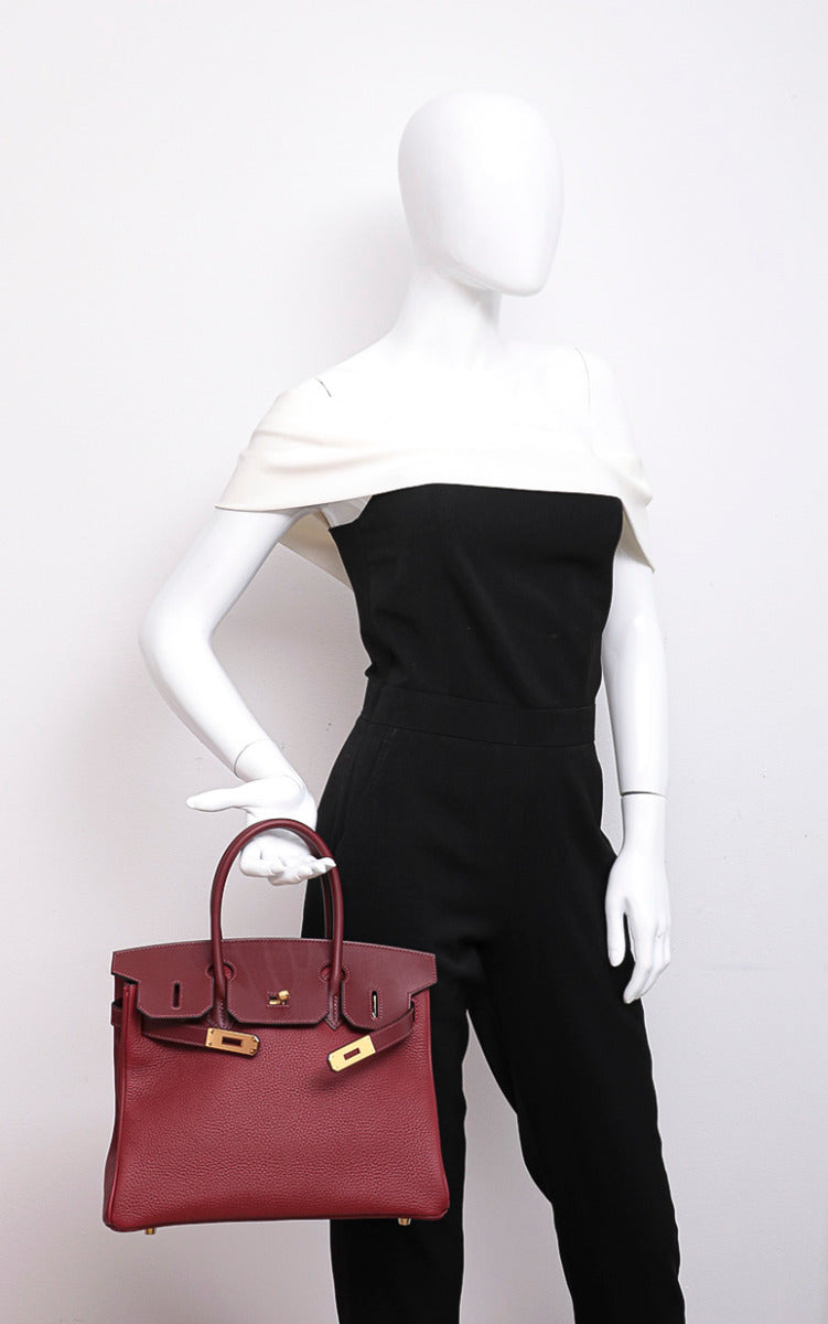 Hermes Rouge H Clemence-Swift Birkin 30-Hermes-THE CLOSET