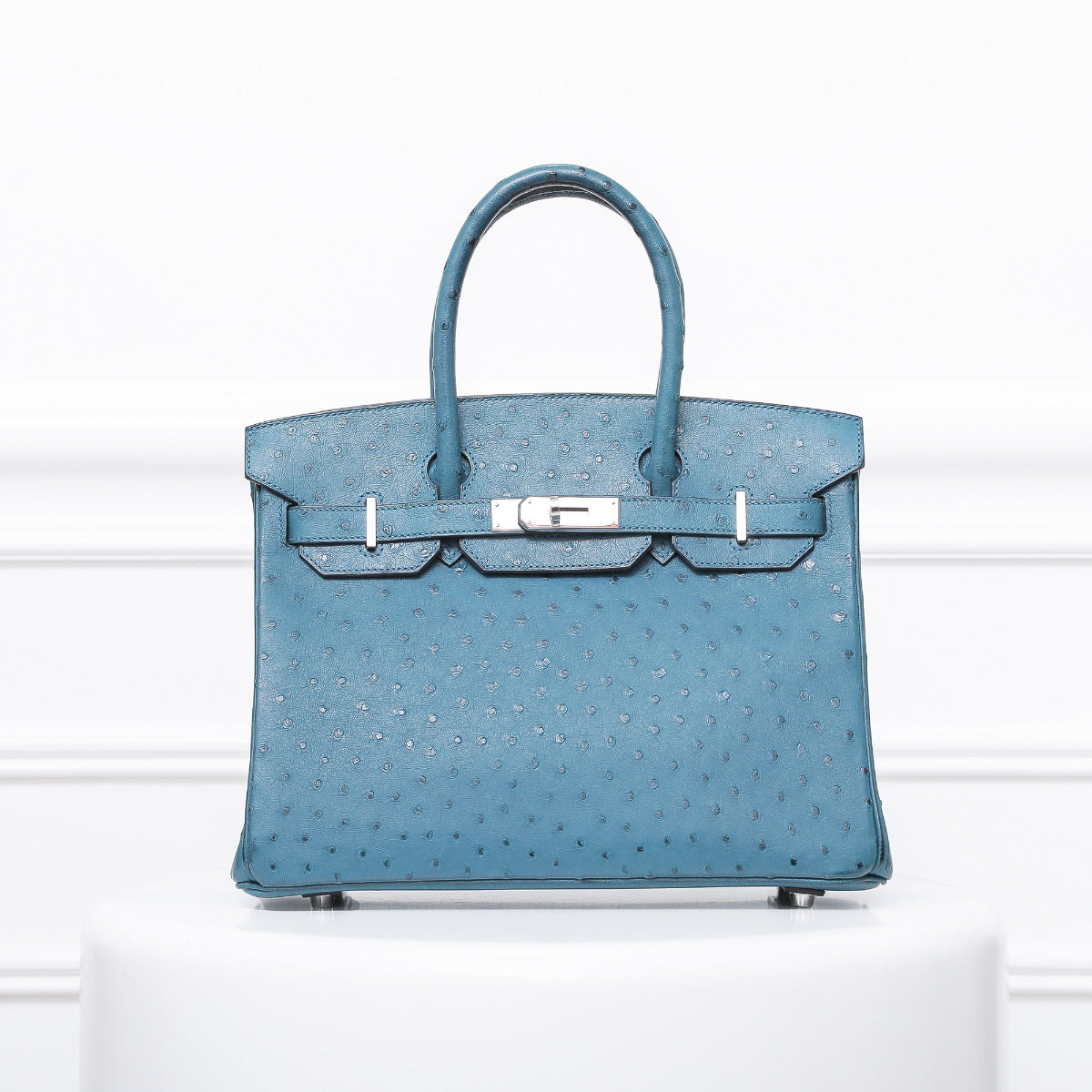 Hermes Cobalt Ostrich Birkin 30-Hermes-THE CLOSET