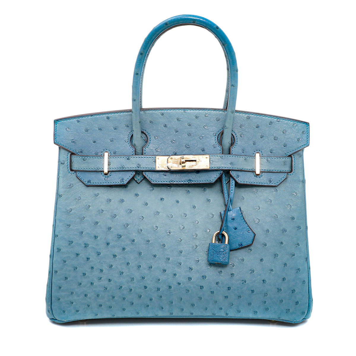 Hermes Cobalt Ostrich Birkin Bag 30