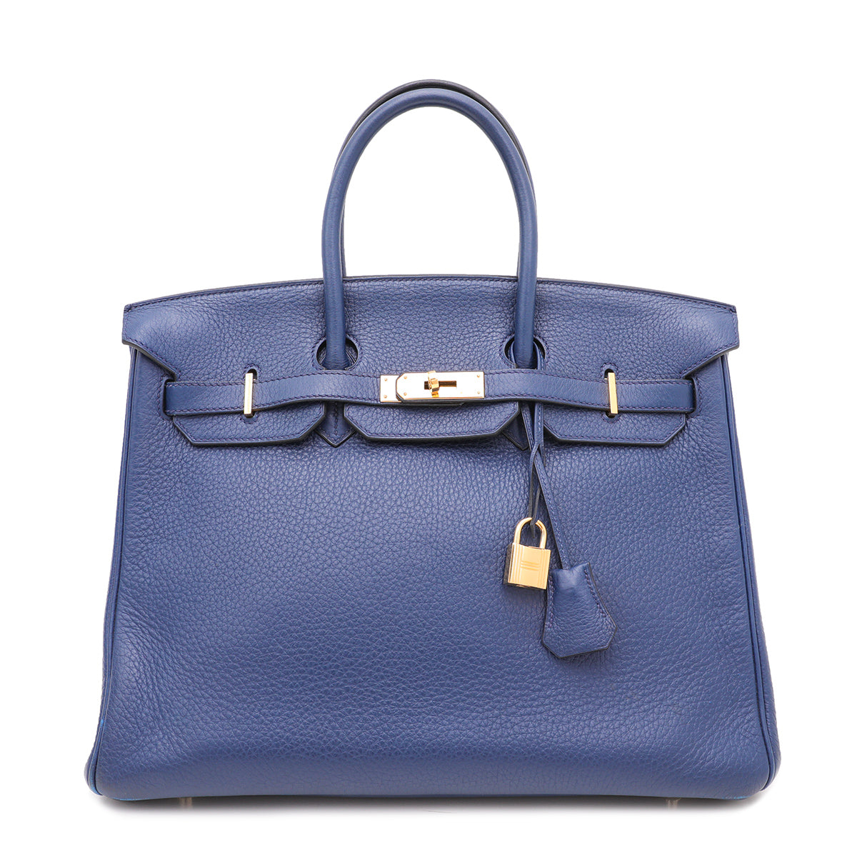 Hermes Blue Clemence Birkin 35 Bag