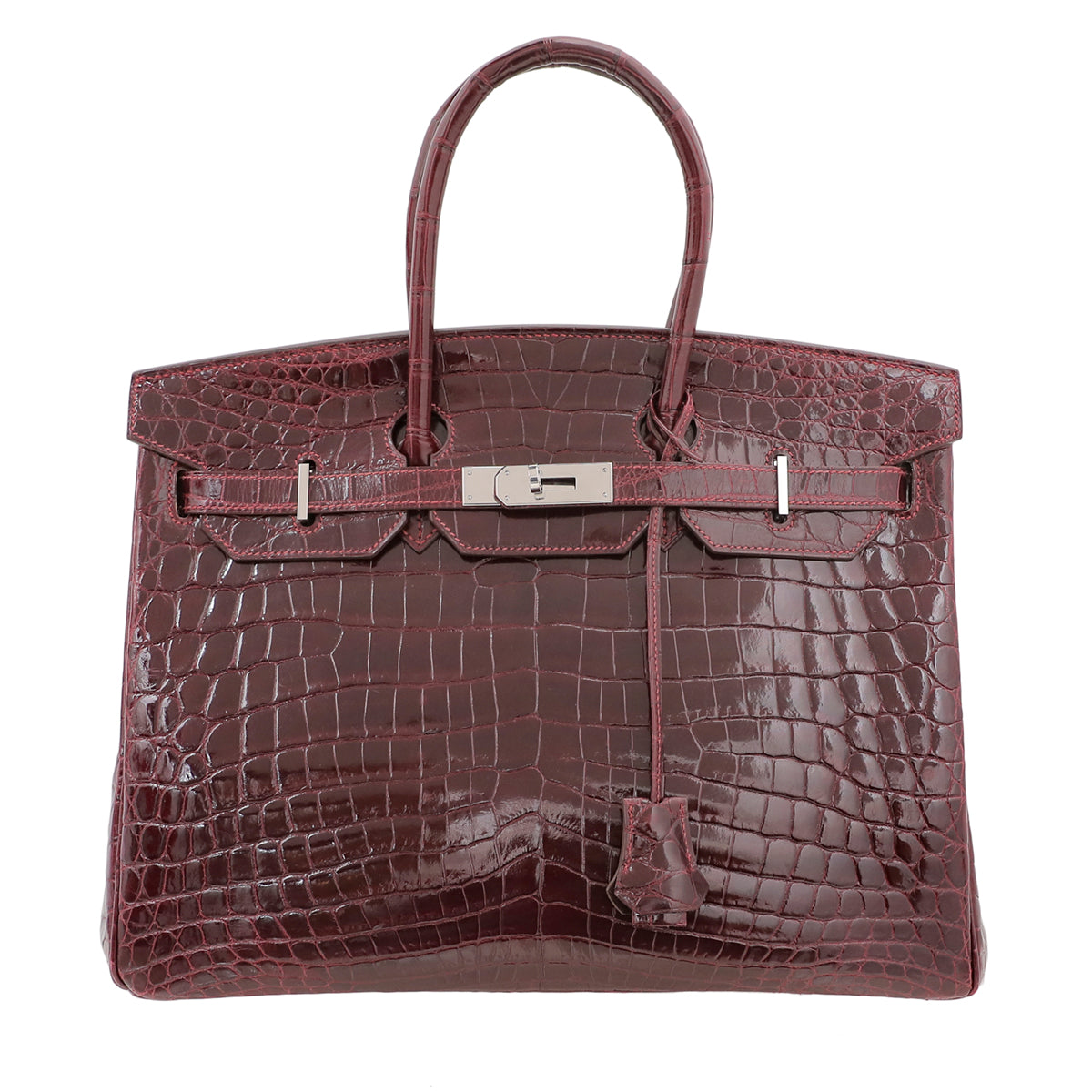 Hermes Rouge H Croco Shiny Porosus Birkin 35 Bag-Hermes-THE CLOSET