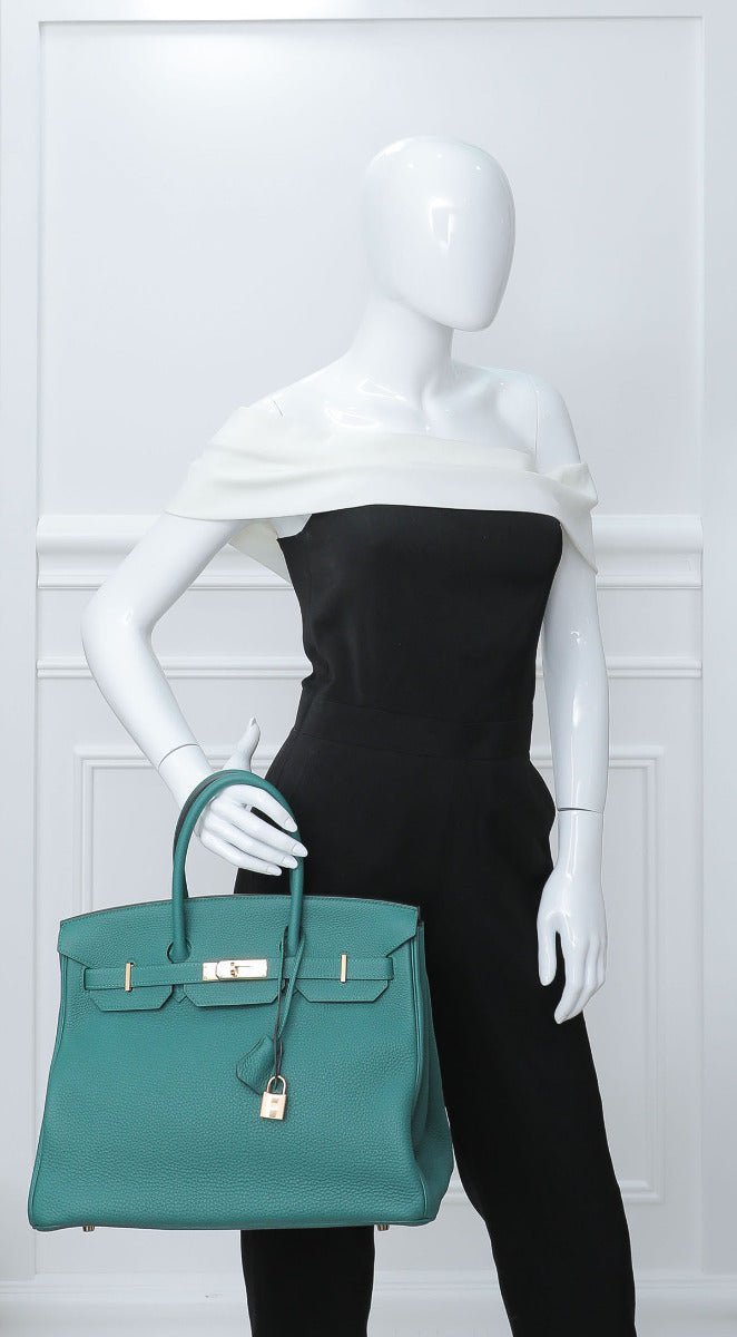 Hermes Malachite Birkin Bag 35-Hermes-THE CLOSET