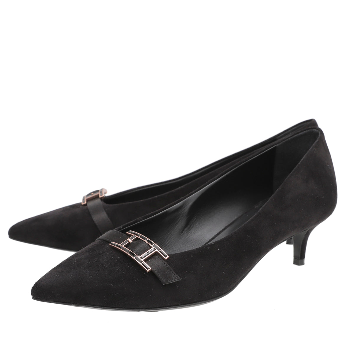 Hermes Black Suede Blush 40 Hapi Pumps 37-Hermes-THE CLOSET