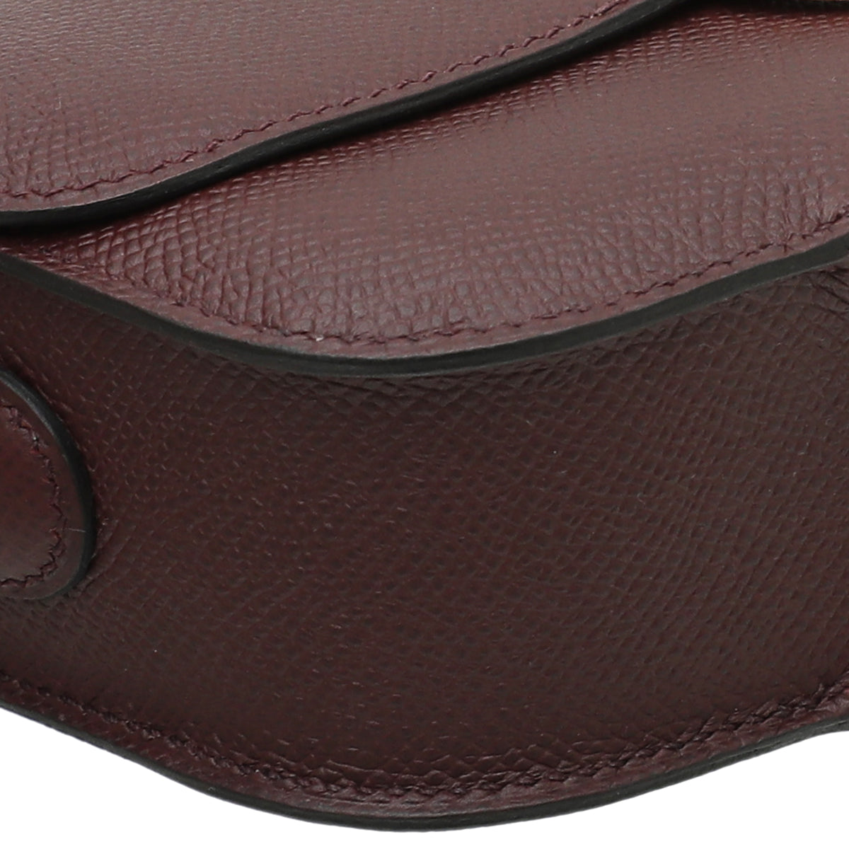 Hermes Bordeaux Epsom Cherche Midi 18 Bag W- Twilly-Hermes-THE CLOSET