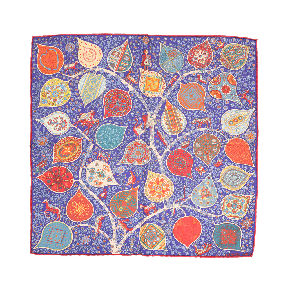 Hermes Purple Multicolor Christine Henry Print Silk Square Scarf-Hermes-THE CLOSET