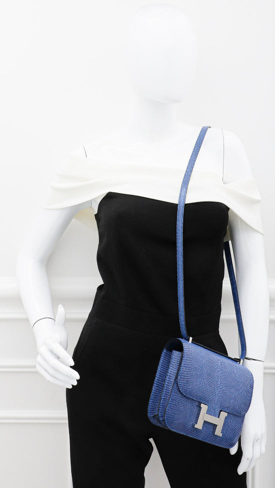 Hermes Bleu Saphir Lizard Constance III Mini Bag – The Closet