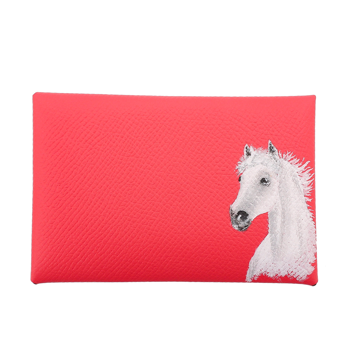 Hermes Rose Lipstick Horse Painted Calvi Card Holder