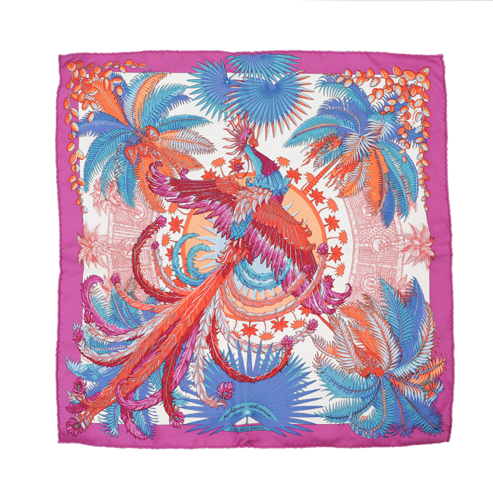 Hermes Violet Multicolor Mythiques Phoenix Print Silk Square Scarf-Hermes-THE CLOSET