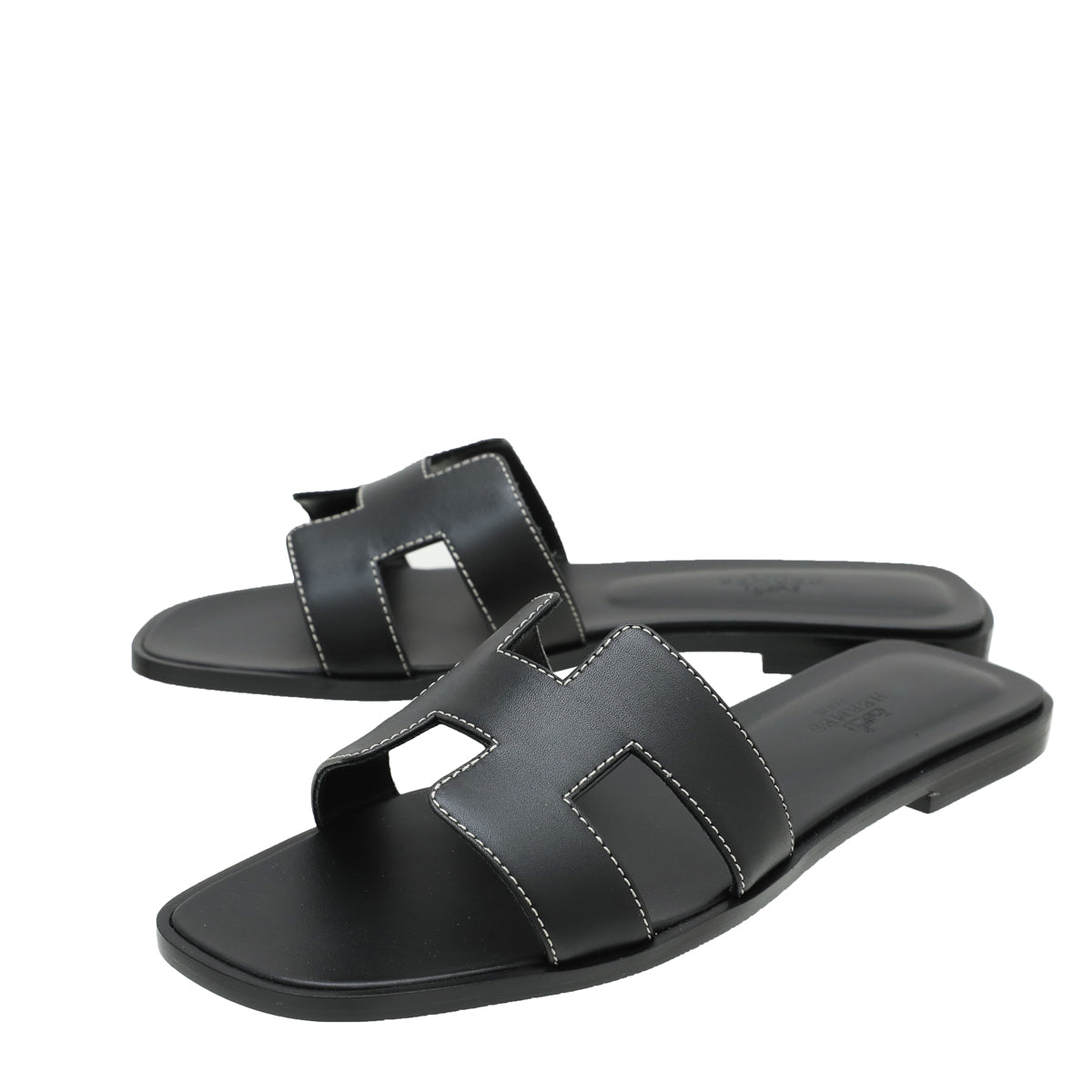 Hermes Noir Oran Box Sandals 36.5-Hermes-THE CLOSET