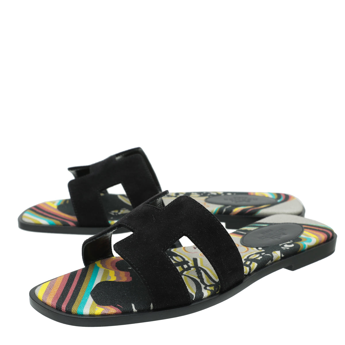 Hermes Noir Multicolor Suede Oran Brides De Gala Shadow 37