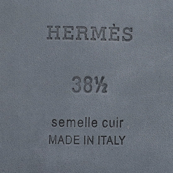 Hermes Noir Oran Suede Goatskin Studs Sandals 38.5