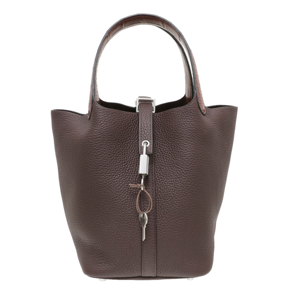 Hermes Bicolor Crocodile Handle Picotin 18 Lock Touch Bag-Hermes-THE CLOSET