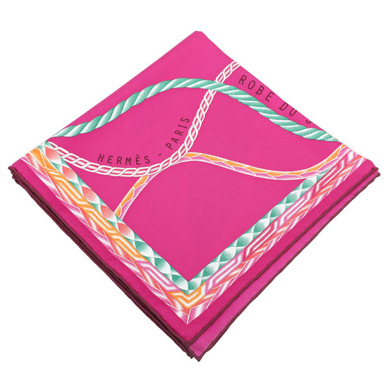 Hermes Pink Multicolor Robe Du Soir Silk Scarf