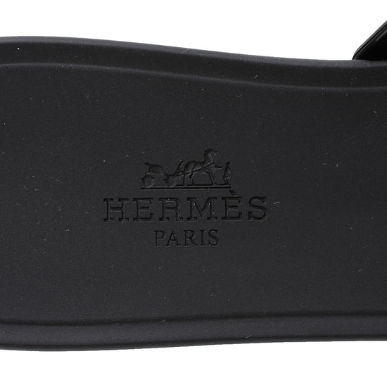 Hermes Noir Rubber Chain Dancer Rivage Sandals 39