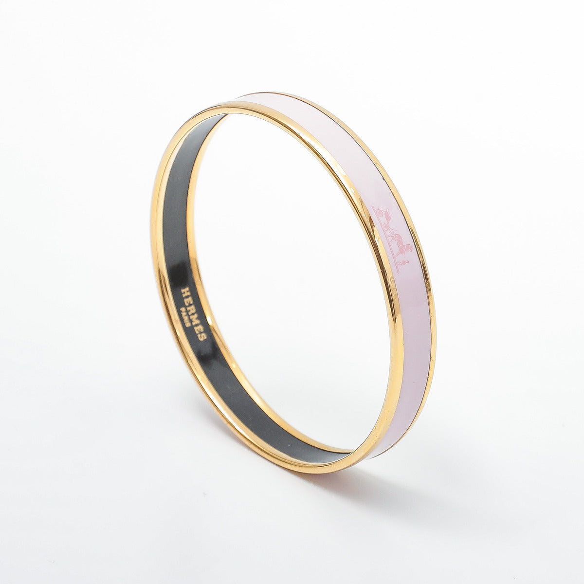 Hermes Pink Enamel Caleche Bangle-Hermes-THE CLOSET