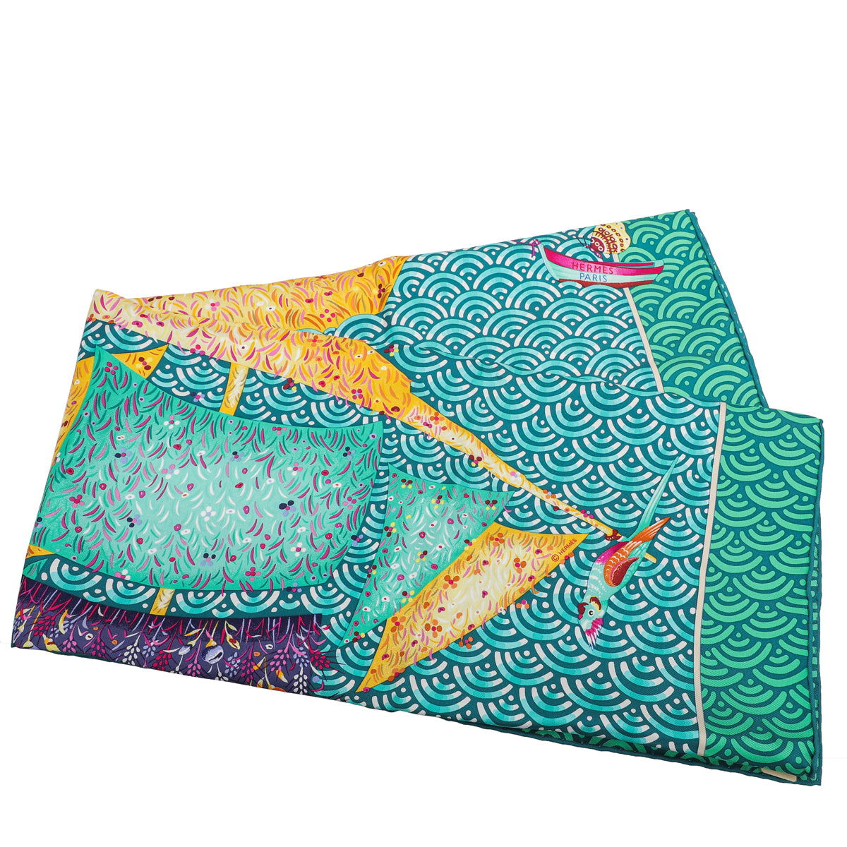 Hermes Tricolor Carre Bateau Fleuri Twilly Scarf-Hermes-THE CLOSET