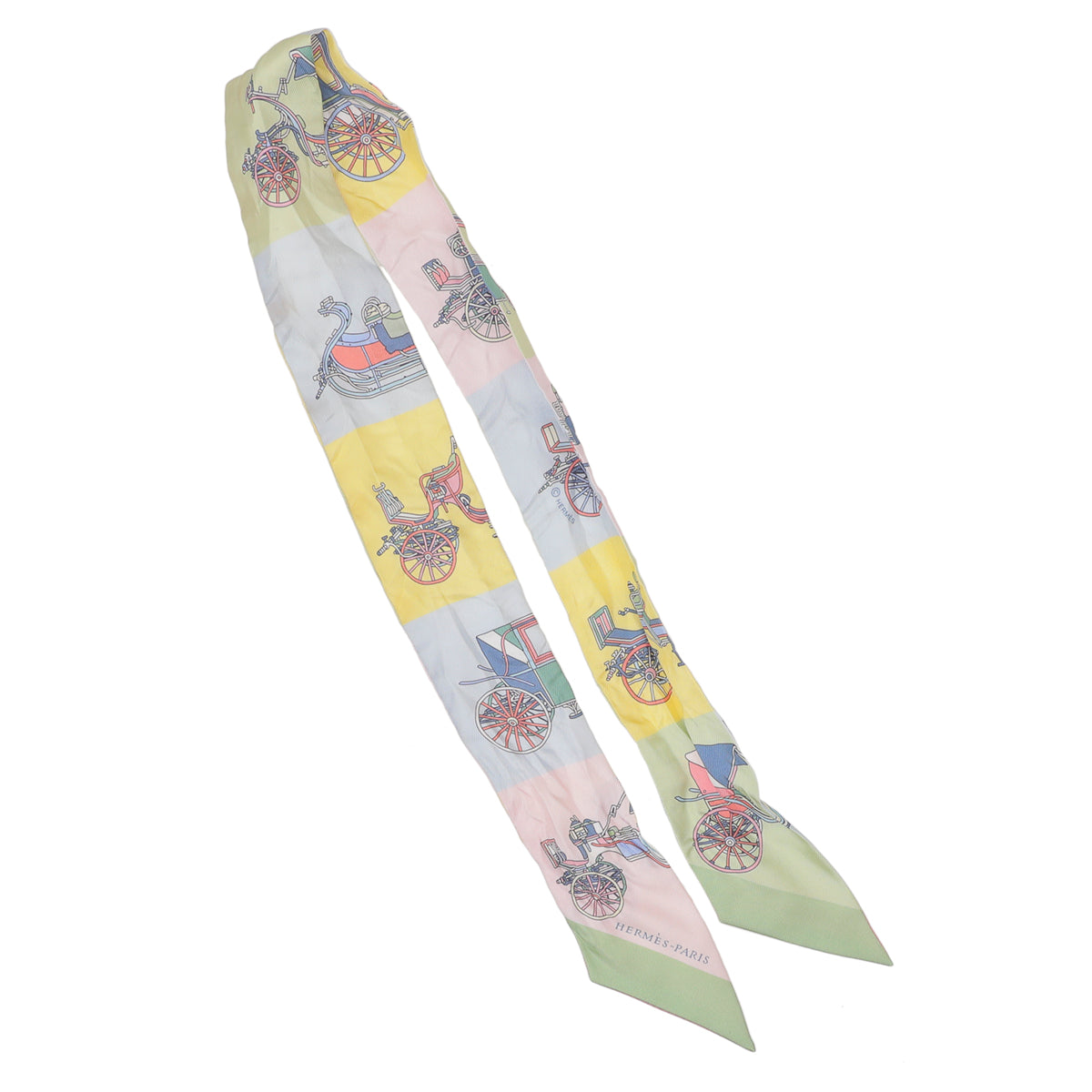 Hermes Multicolor Carriage Print Silk Twilly Scarf-Hermes-THE CLOSET