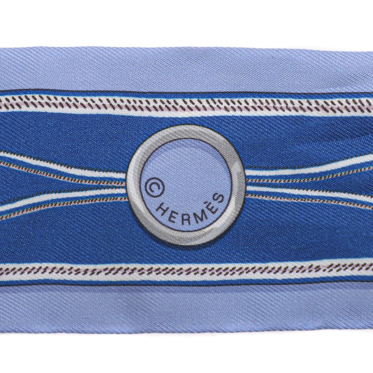 Hermes Blue Chain Print Twilly Scarf-Hermes-THE CLOSET